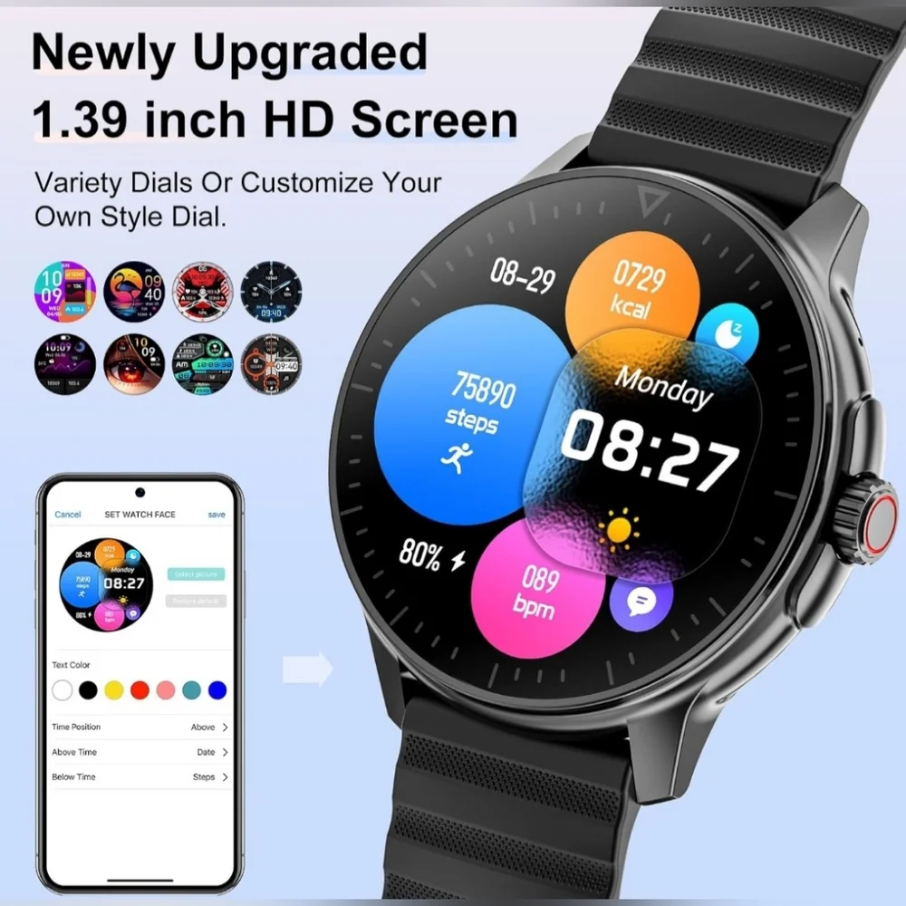 Smart Watch for Men Women Answer/Make Calls, 1.39''Touch Screen Fitness Tracker